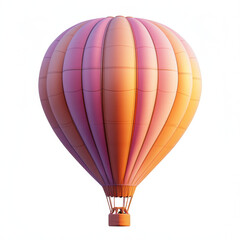 colorful hot air balloon in shades of pink and orange, floating against light background, evokes sense of adventure and freedom
