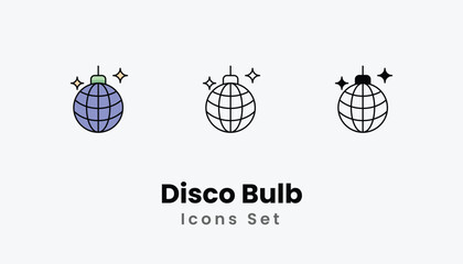 Disco Bulb Icons thin line and glyph vector icon stock illustration