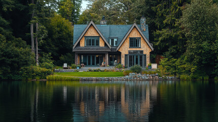 Obraz premium Perfect house of your dream landing page. Real estate property research concept. Agent with keys show cottage to couple with magnifier. People choose home, mortgage, Line art flat vector web banner