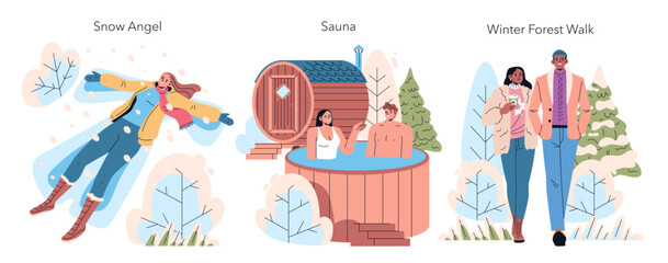 Winter Vacation. Flat Vector Illustration