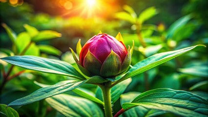 Delicate Flower Bud Close-Up in Lush Forest, Spring Bloom