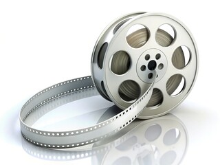 Obraz premium Endless Loop: White Film Reel on Isolated Background