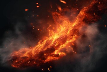 Fototapeta premium Explosive Inferno with Intense Flames and Flying Sparks