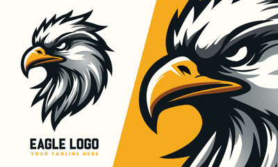 Fierce Eagle Mascot Logo for Esports, Bold Hawk Gaming Logo Design, Aggressive Eagle Head Vector Illustration, Modern Sports Team Eagle Logo, Sharp and Powerful Bird Mascot Logo