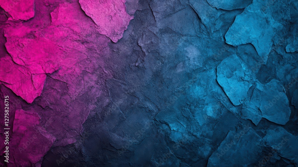 Poster Dark grunge texture with chaotic color noise, rough edges, and a vibrant chromatic pattern Create a moody, abstract composition with depth and visual interest
