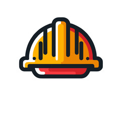 Construction safety helmet icon on transparent background for workplace security designs