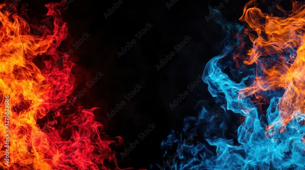 Aufkleber fire and smoke billowing against a solid black background creating a dramatic visual effect