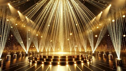 A stunning golden lighting effect designed for a grand prize ceremony stage