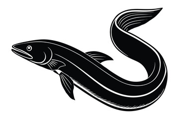 Naklejka premium Eel silhouette vector art illustration on white background