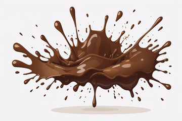 Melting chocolate burst explosion splash isolated on transparent background