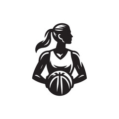 woman basketball tournament silhouette vector icon design