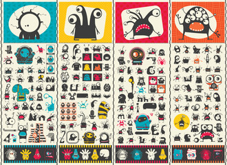Big set of different monsters