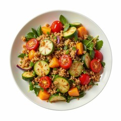 Couscous Salad Delight with Fresh Tomatoes Zucchini and Herbs Healthy Meal Close up Food Photo