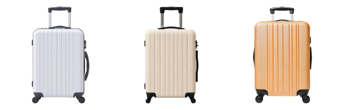 Stylish Luggage in Various Colors for Travelers Isolated on transparent background