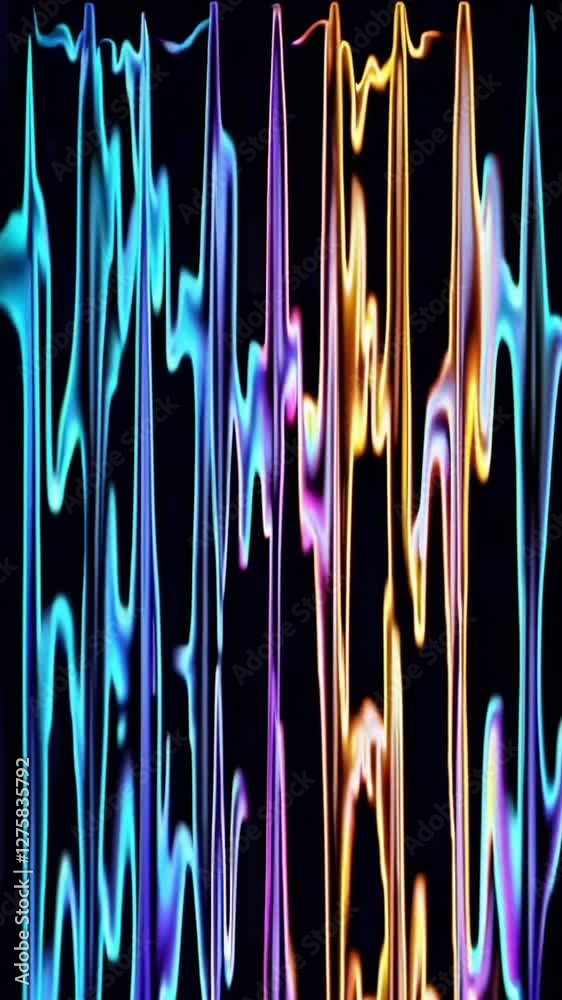 Wall mural dynamic neon light waves transforming into spectacular digital patterns