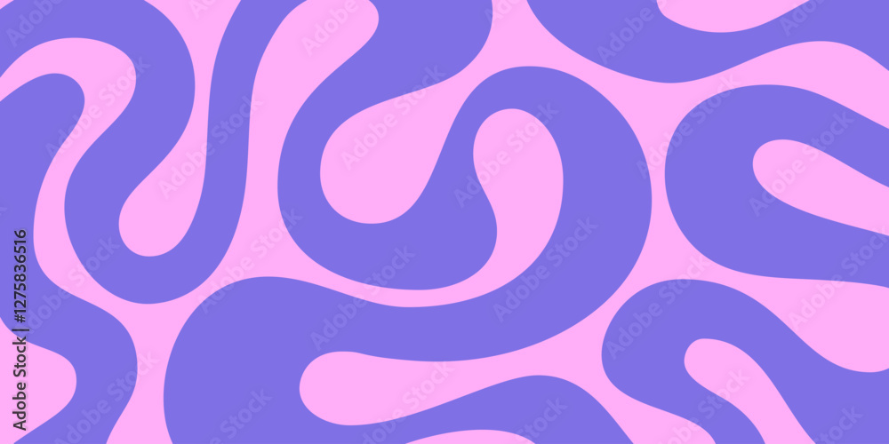 Leinwandbilder Abstract Wavy Geometric Y2k Texture Vector Design. Cool Trendy Groovy Curvy Pattern. Psychedelic Trippy Liquid Colorful Backdrop.