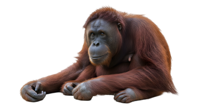 Portrait of a Thoughtful Orangutan - Png file, generative ai