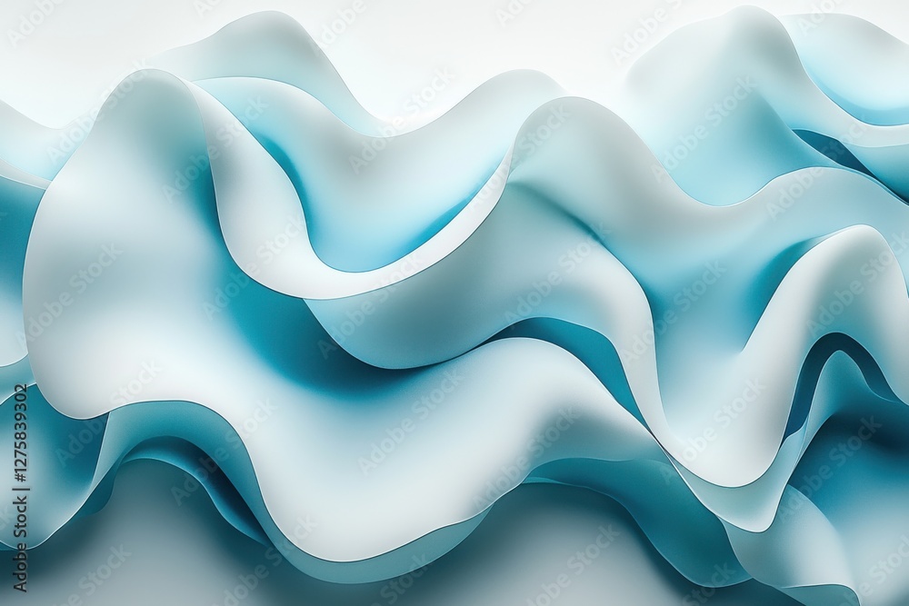 Fototapete Abstract wavy background in light blue and white, creating a sense of movement and depth, ideal for graphic design, presentation templates and modern art projects.