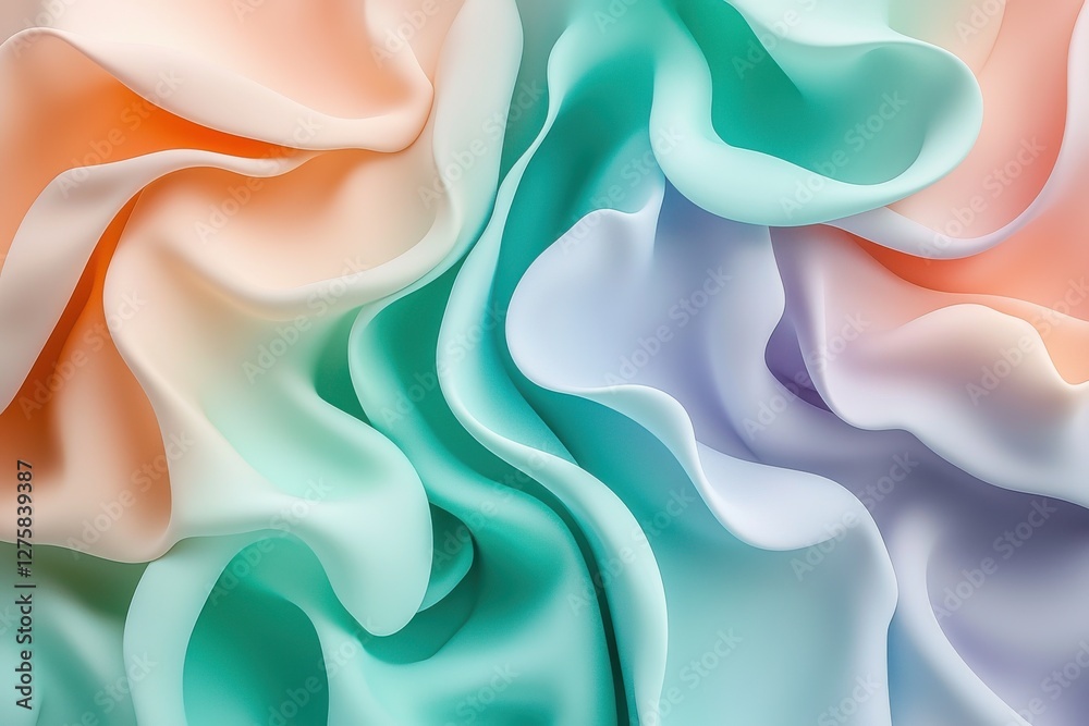 Poster a soft and elegant abstract background with flowing shapes and pastel colors, creating a smooth and 