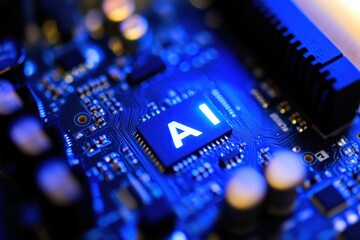 Close-Up View of Artificial Intelligence Chip on Circuit Board