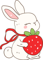 Cute Bunny With Strawberry 
