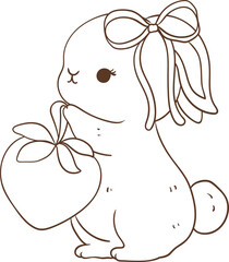 Cute Bunny With Strawberry 