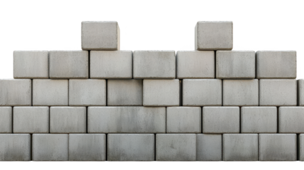 Stacked gray concrete blocks, building materials for construction and industrial projects