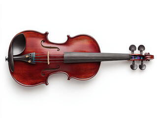 Fototapeta premium Elegant violin with rich wood grain and fine craftsmanship on white background isolated design on white background