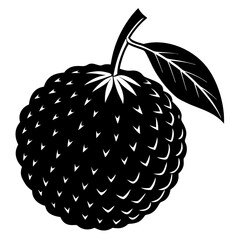 lychee black silhouette vector, Simple silhouette Design vector icon with white background. Fruit silhouette vector