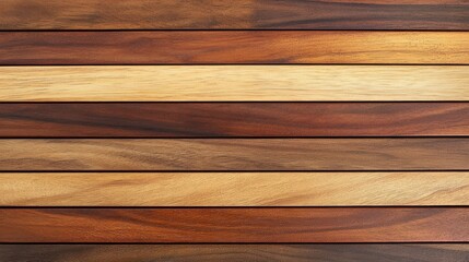 Obraz premium A close-up view of various wood planks showcasing a variety of rich tones and textures, creating a warm and inviting atmosphere.