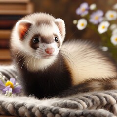 Obraz premium Ferret Mustela putorius furo