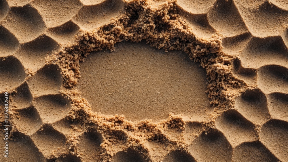Poster textured sand background with central empty space for custom text or design elements