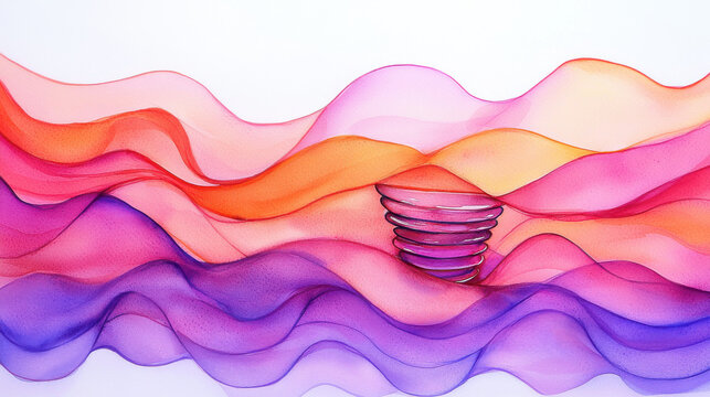 Colorful glass harmonica with glowing stacked discs surrounded by flowing waves