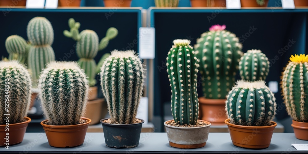 Poster cacti collection display with empty space for custom text and promotional use in gardening or interi