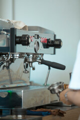 Close-Up of Espresso Machine in Modern Coffee Shop