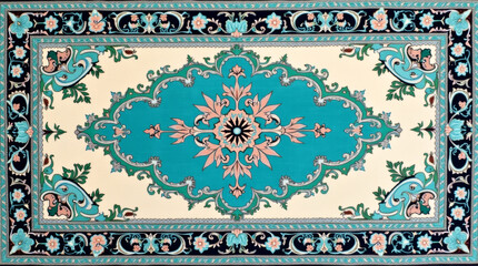 Turquoise and white Persian carpet texture