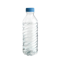 Fototapeta premium Clear water bottle with blue cap on a white background isolated on png transparent background, cut out