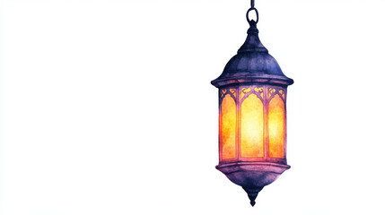 Obraz premium glowing watercolor lantern with intricate details and warm light