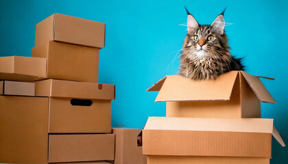 Fototapeta premium Chaton couché dans une boite en carton