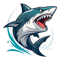 Naklejka premium Angry shark colorful logo type template illustration 