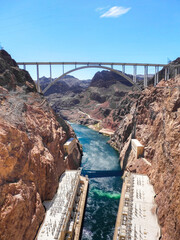 Scenic View of Hoover Dam and Bridge in Arizona-Nevada Border