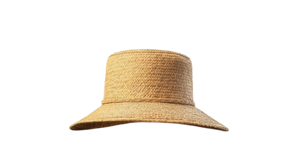 Closeup view of straw hat on black background, summer fashion accessory, isolated for design and styling inspiration