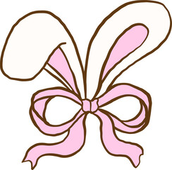 Coquette Easter Bunny Ears with Pink Ribbon Bow
