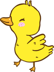 Cute Happy Baby Chicken Cartoon Hand Drawn