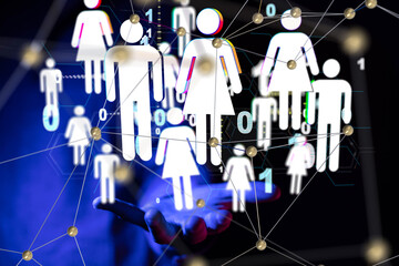 Abstract technology group and data 3d