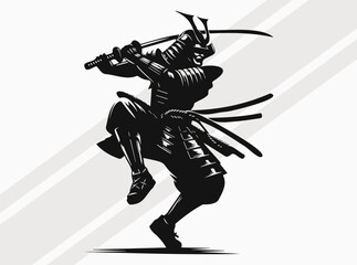 Samurai Silhouette Vector Illustration. Japanese Warrior Clipart and Vector Art for Design
