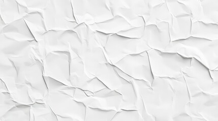 Close-up of crumpled white paper texture, featuring intricate folds and shadows, creating a dynamic and tactile visual effect.