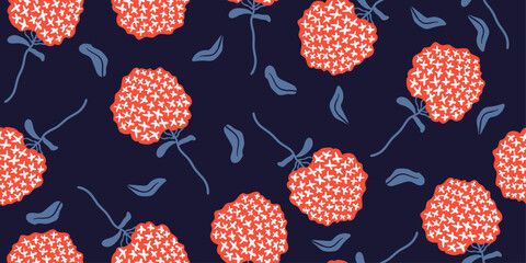 Exotic hand drawn flowers, seamless pattern for fabric, textile, apparel, wrapping paper, cover, banner, home decor, abstract background.