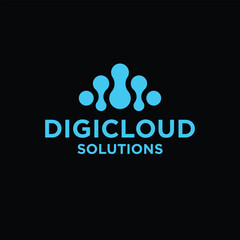 Futuristic abstract vector logo template featuring a digital cloud-inspired icon