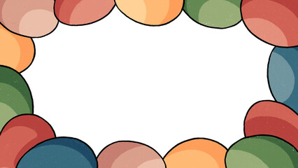 Colorful Easter eggs frame with space for your text or photo. illustration isolate on a transparent background. summer, greenery, easter, spring. template, template for Easter advertising